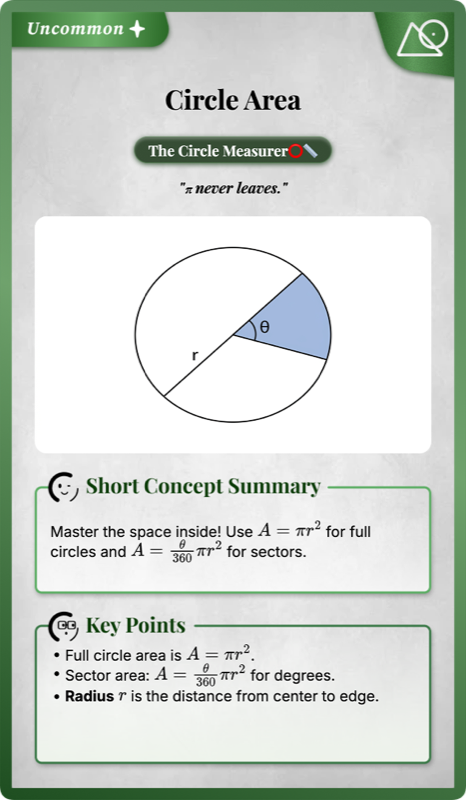 Area of Circles and Sectors rendered