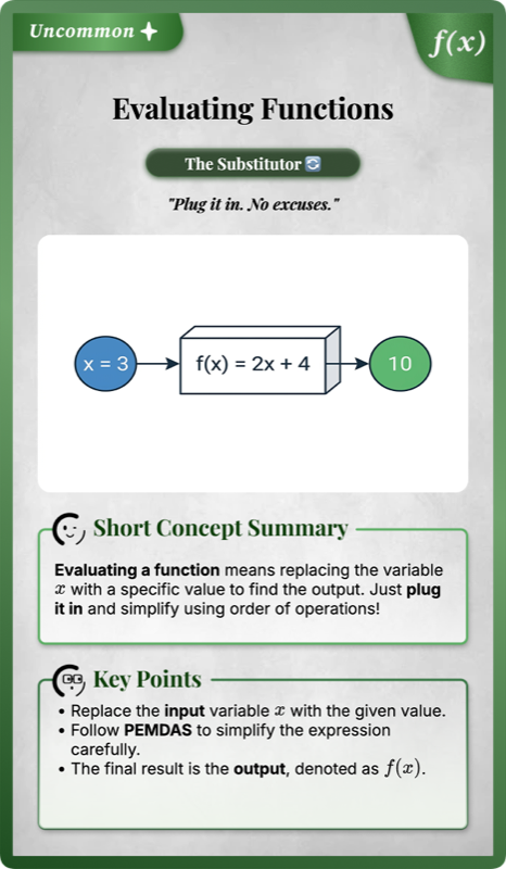 Evaluating Functions rendered