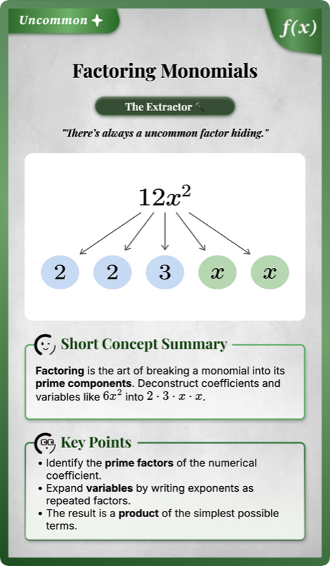 Factoring Monomials rendered
