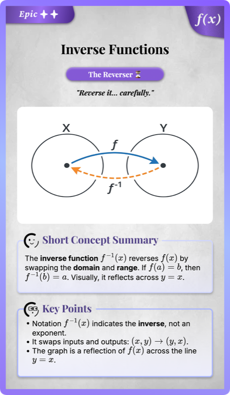 Inverse Functions  Definition and Notation rendered 1