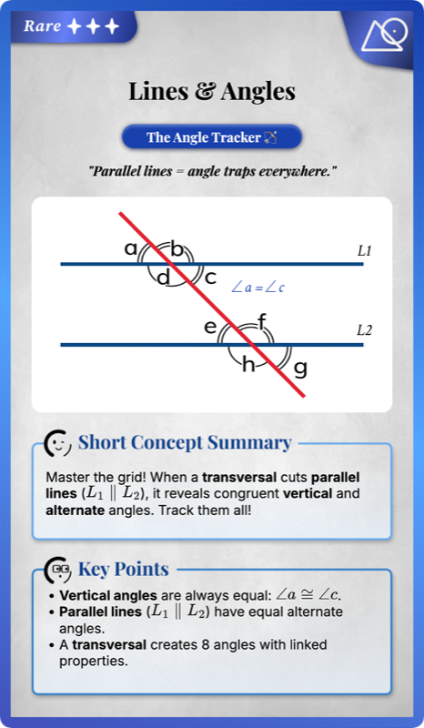 Lines and Angles  Parallel  Transversal  Vertical  rendered