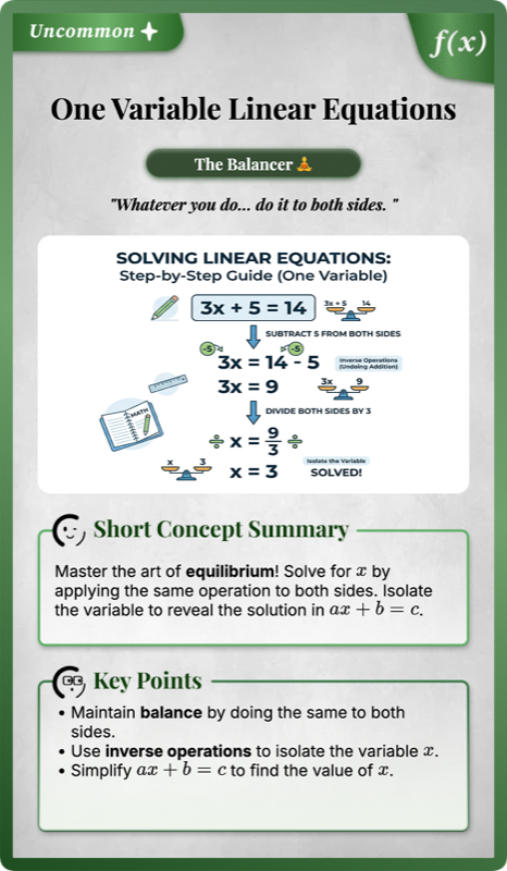 Solving Linear Equations in One Variable rendered 1