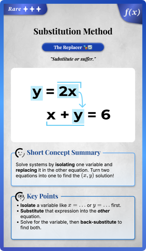 Solving Systems by Substitution rendered
