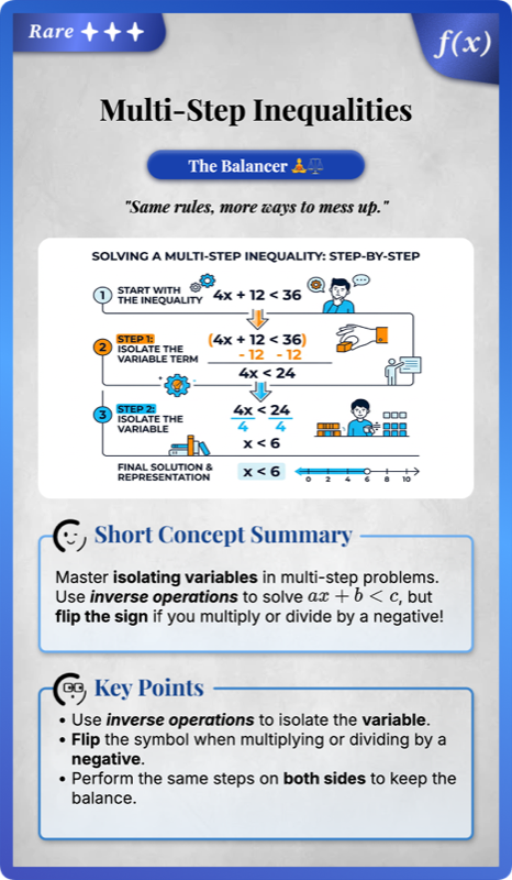 Solving Two Step and Multi Step Inequalities rendered