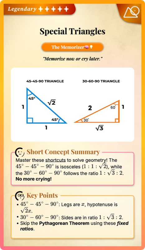 Special Right Triangles  45 45 90 and 30 60 90  rendered